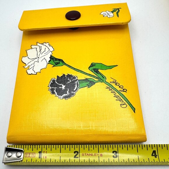 1971 Emson Vtg Yellow Address Book Snap Closure Carnation Floral Design Box Gift - Picture 3 of 12